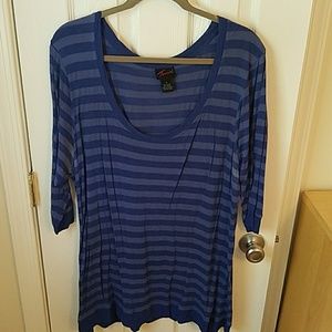 Blue and periwinkle striped tunic tee